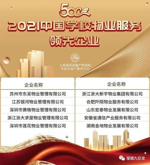 九巨龍物業(yè)榮膺物業(yè)服務(wù)企業(yè)綜合實力500強(qiáng)